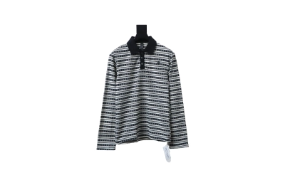 Chrome Hearts 25FW Striped Polo Long Sleeve T-Shirt Black 01