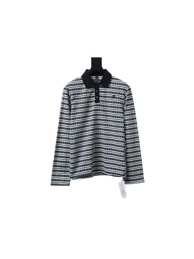 Chrome Hearts 25FW Striped Polo Long Sleeve T-Shirt Black 01