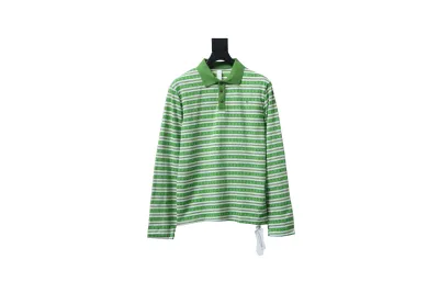Chrome Hearts 25FW Striped Polo Long Sleeve T-Shirt Green 01