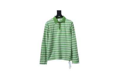Chrome Hearts 25FW Striped Polo Long Sleeve T-Shirt Green 01