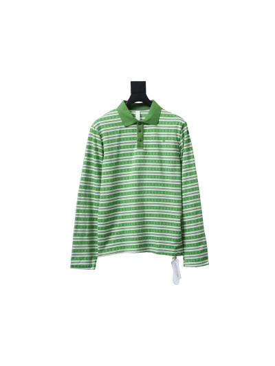 Chrome Hearts 25FW Striped Polo Long Sleeve T-Shirt Green 01
