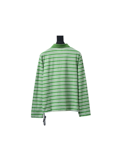 Chrome Hearts 25FW Striped Polo Long Sleeve T-Shirt Green 02