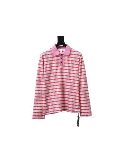 Chrome Hearts 25FW Striped Polo Long Sleeve T-Shirt Red 01