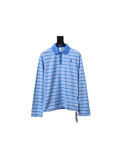 Chrome Hearts 25FW Striped Polo Long Sleeve T-Shirt Blue 01