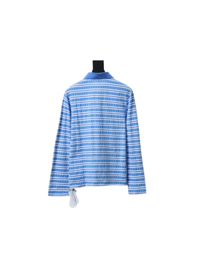 Chrome Hearts 25FW Striped Polo Long Sleeve T-Shirt Blue 02