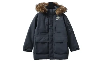 MLB 2nd Generation Large Fur Collar Workwear Down Jacket Grey 01