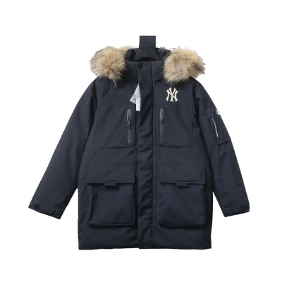 MLB 2nd Generation Large Fur Collar Workwear Down Jacket Black 01