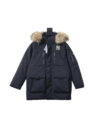 MLB 2nd Generation Large Fur Collar Workwear Down Jacket Black 01