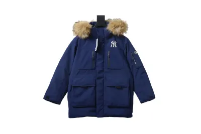 MLB 2nd Generation Large Fur Collar Workwear Down Jacket Blue 01