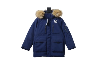 MLB 2nd Generation Large Fur Collar Workwear Down Jacket Blue 01
