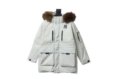 MLB 2nd Generation Large Fur Collar Workwear Down Jacket White 01