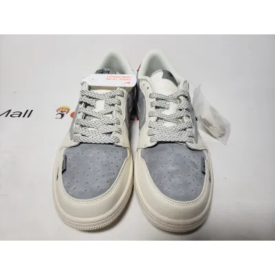 PKGoden Travis Scott x Stussy Air Jordan 1 Low White Grey Red 02