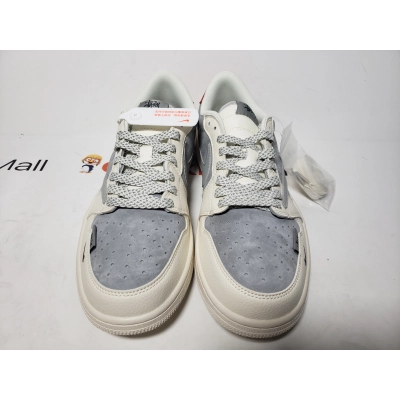 PKGoden Travis Scott x Stussy Air Jordan 1 Low White Grey Red 02