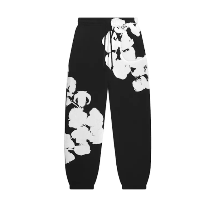 Denim Tears Big Cotton Wreath Sweatpants Black