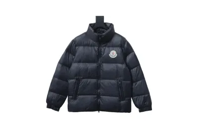 Moncler Logo Patchwork Zippered Stand-up Collar Down Jacket Black 01