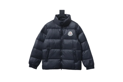 Moncler Logo Patchwork Zippered Stand-up Collar Down Jacket Black 01