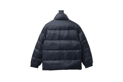 Moncler Logo Patchwork Zippered Stand-up Collar Down Jacket Black 02