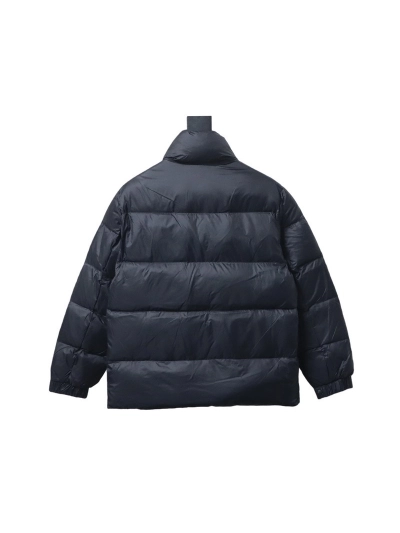 Moncler Logo Patchwork Zippered Stand-up Collar Down Jacket Black 02