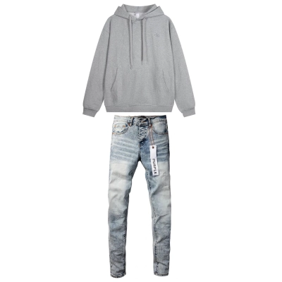 Alo Yoga Hoodie Grey + Purple Jeans 002 01