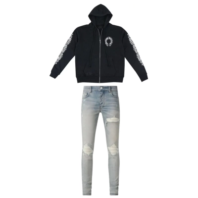 Chrome Hearts Hoodie + AMIRI MX1 Ultrasuede Jeans 01