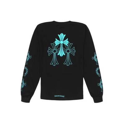 Chrome Hearts Triple Cross Logo L/S Tee Black/Blue 02