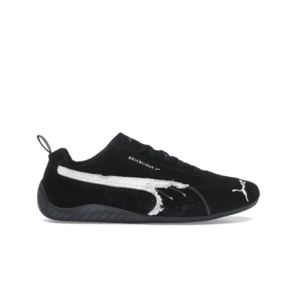 PKGoden Balenciaga x Puma Speedcat Suede Distressed Black White 02