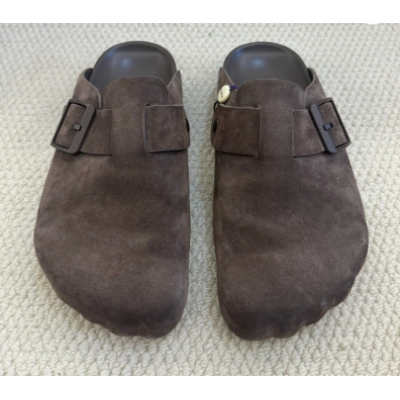 PKGoden Balenciaga Sunday Suede Mules Dark Brown 01