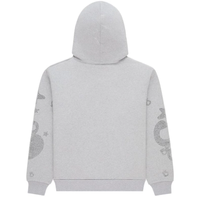 Sp5der Rhinestone Beluga Hoodie Heather Grey 02