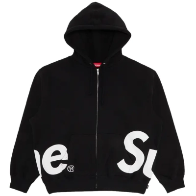 Supreme Big Logo Zip Up Hooded Sweatshirt Black 01