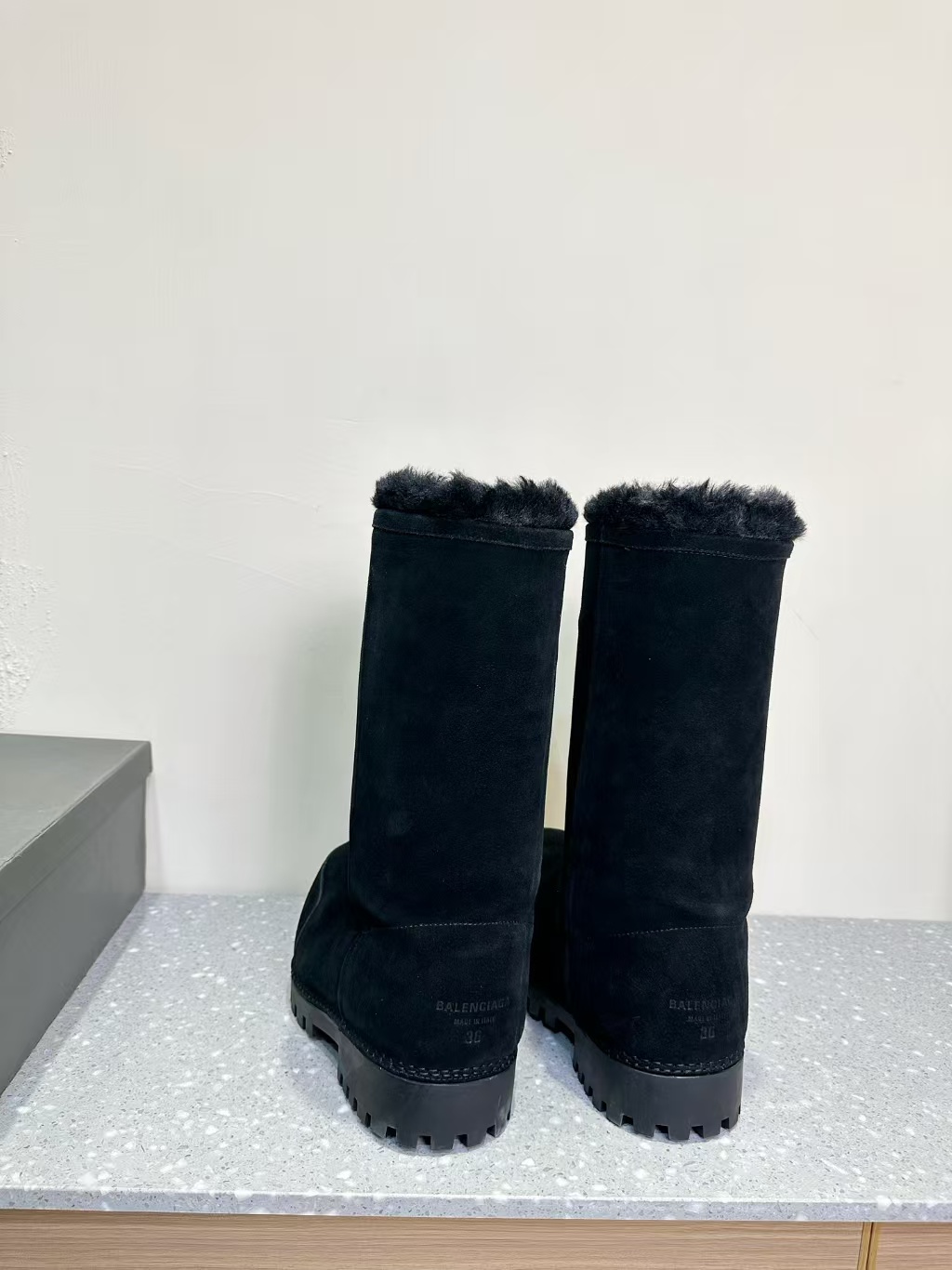 PKGoden Balenciaga Alaska Fur High Boot Black