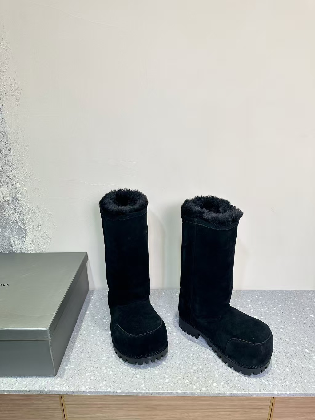 PKGoden Balenciaga Alaska Fur High Boot Black
