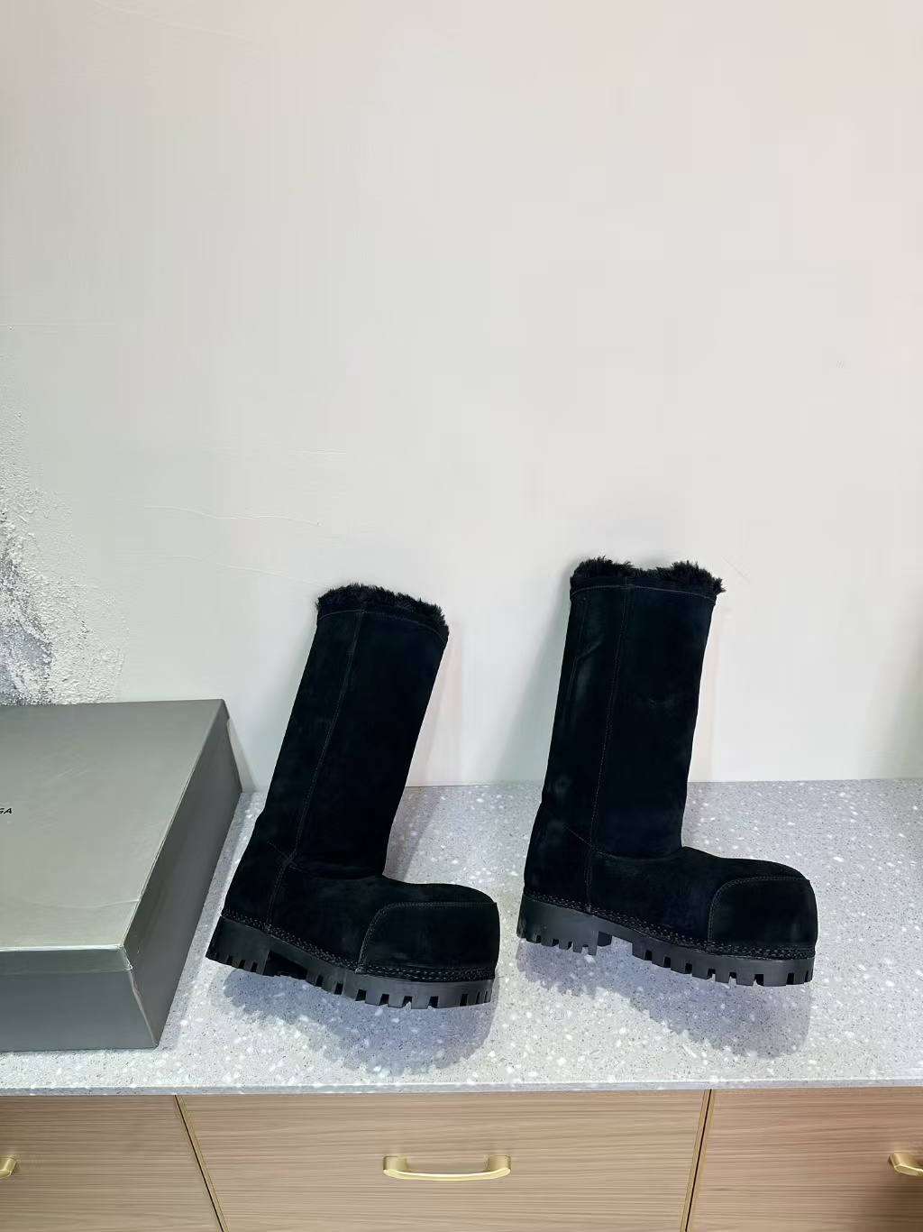 PKGoden Balenciaga Alaska Fur High Boot Black