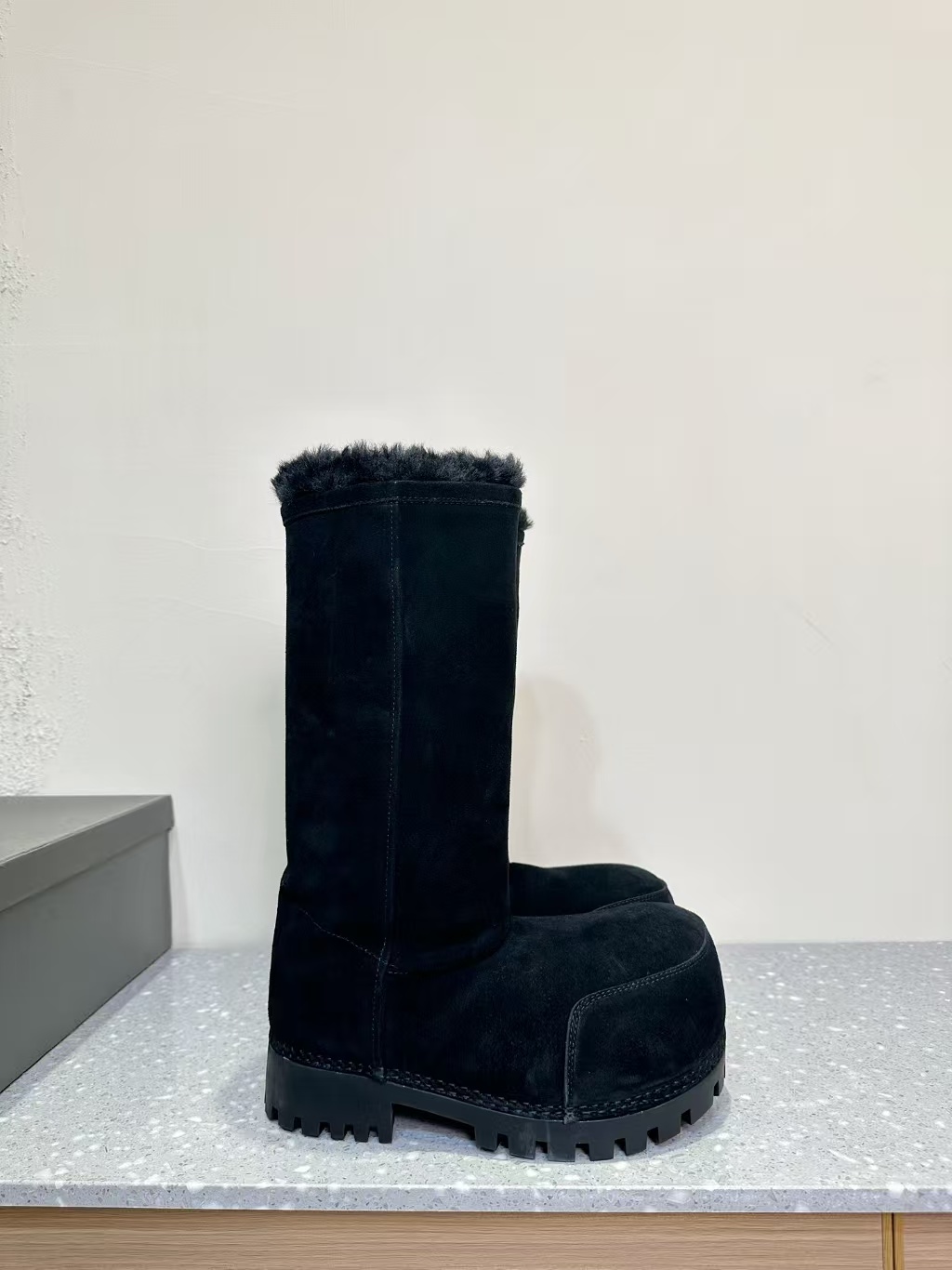 PKGoden Balenciaga Alaska Fur High Boot Black
