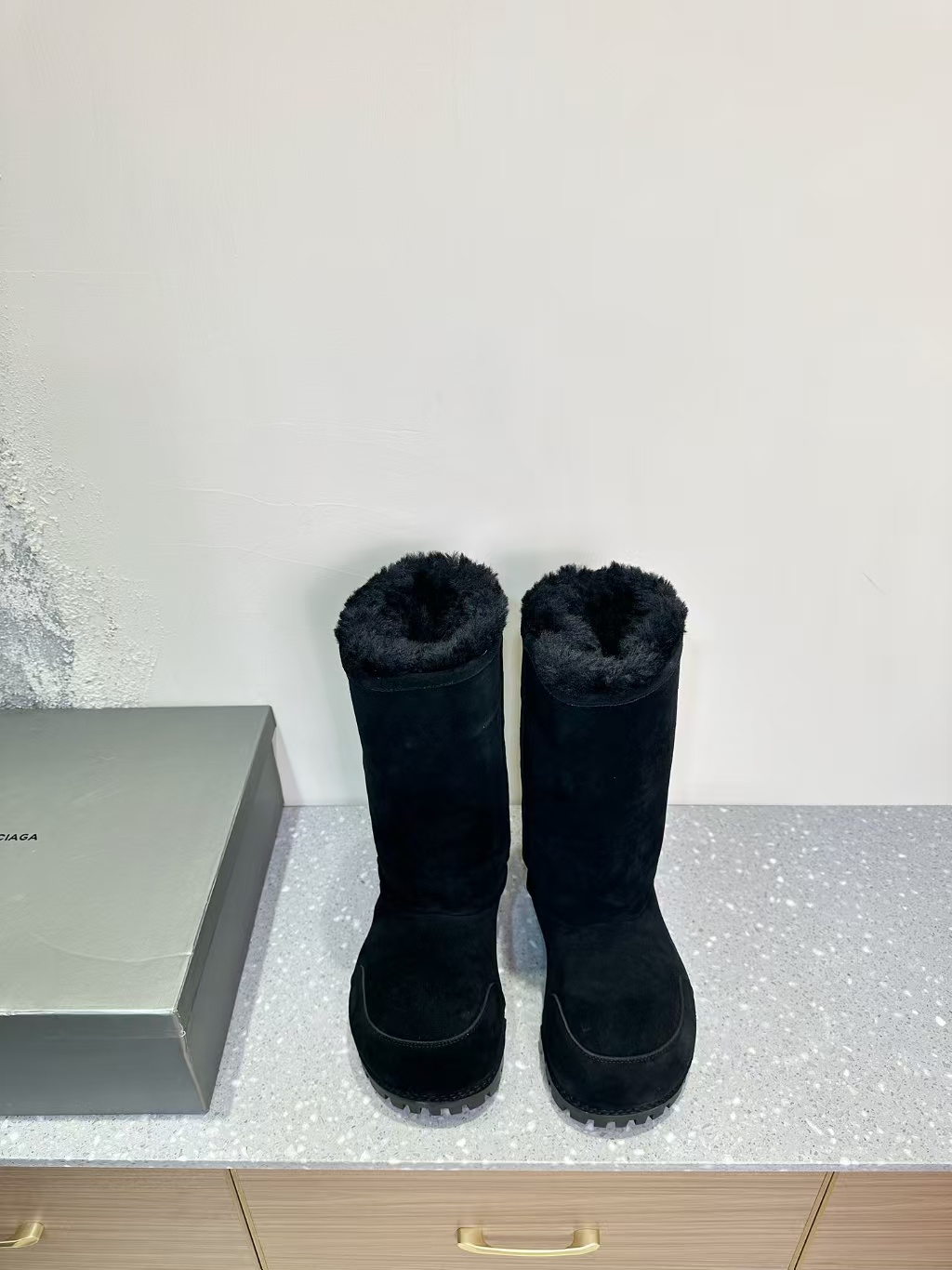 PKGoden Balenciaga Alaska Fur High Boot Black