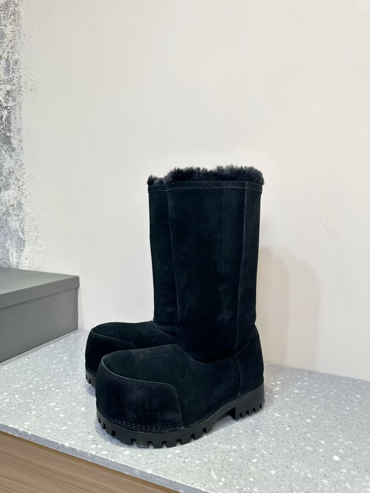 PKGoden Balenciaga Alaska Fur High Boot Black