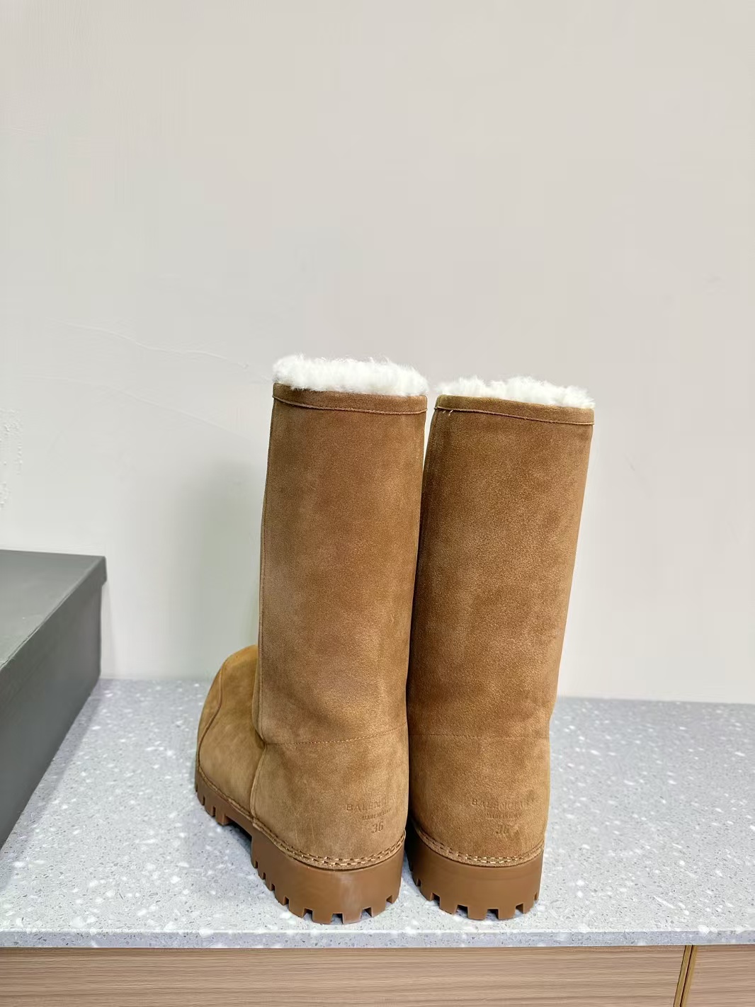 PKGoden Balenciaga Alaska Fur High Boot Brown