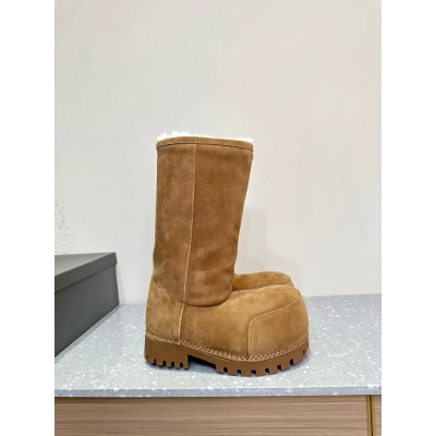 PKGoden Balenciaga Alaska Fur High Boot Brown 02