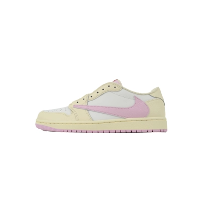 Uabat Travis Scott x Air Jordan 1 Low Reverse Hook Powder IQ7604-100 01