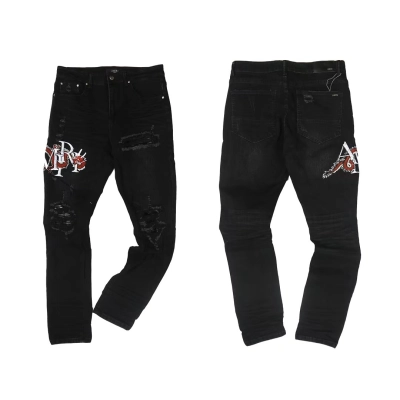AMIRI New Washed Ripped Embroidered Jeans A077 01