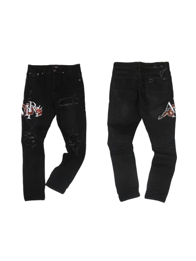 AMIRI New Washed Ripped Embroidered Jeans A077 01