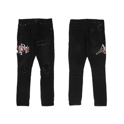AMIRI New Washed Ripped Embroidered Jeans A077 02