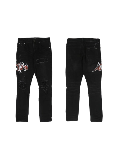 AMIRI New Washed Ripped Embroidered Jeans A077 02