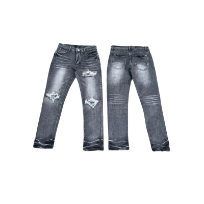 AMIRI New Washed Ripped Jeans with Exposed Leather - Long Jeans A057 01