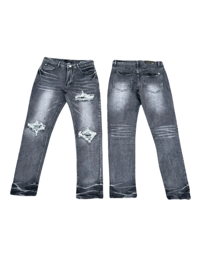 AMIRI New Washed Ripped Jeans with Exposed Leather - Long Jeans A057 01
