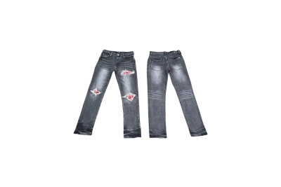 AMIRI New Washed Ripped Jeans with Exposed Leather - Long Jeans A058 01