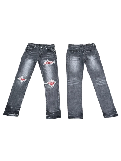 AMIRI New Washed Ripped Jeans with Exposed Leather - Long Jeans A058 01