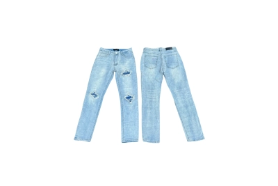 AMIRI New Washed Ripped Jeans with Exposed Leather - Long Jeans A059 01