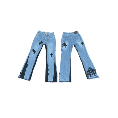 GALLERY DEPT. Cropped Cross-Panel Loose-Fit Washed Flare Jeans G297 01