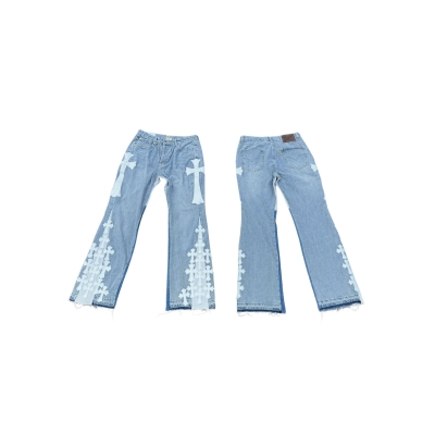GALLERY DEPT. Cropped Cross-Panel Loose Washed Flared Jeans G296 01