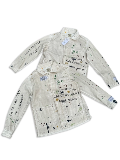 Gallery Dept EP Jacket, Hand-painted splatter graffiti jacket, American high-street zip-up coat G44 01